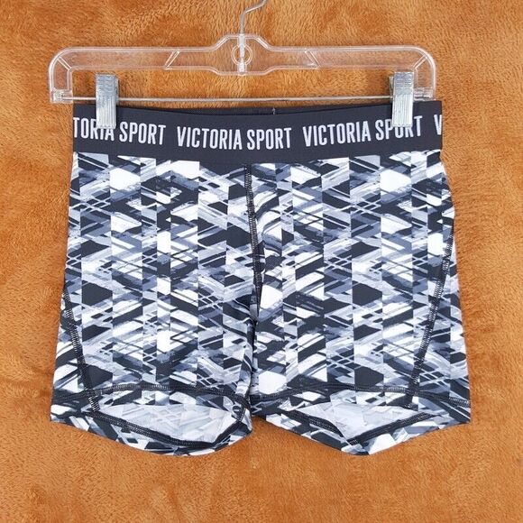 VICTORIAS SECRET SPORT Womens Shorts Small Black Gray Mini Hot Running Stretch - Picture 1 of 8